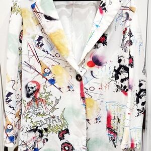 Blazer Women's White Skulls & Graffiti No brand Jacket Size Medium